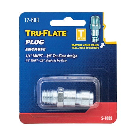 Tru-Flate Tru-Flate Steel Air Plug 1/4 in. Male 1 pc 12603